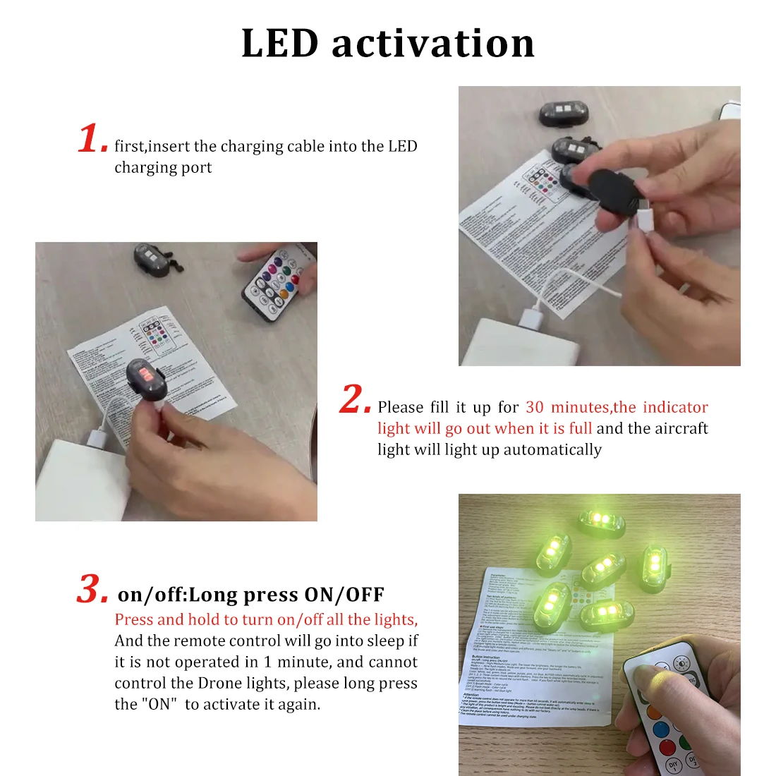 2/4/8Pcs telecomando senza fil - Drone Strobe Light recensione e prezzo